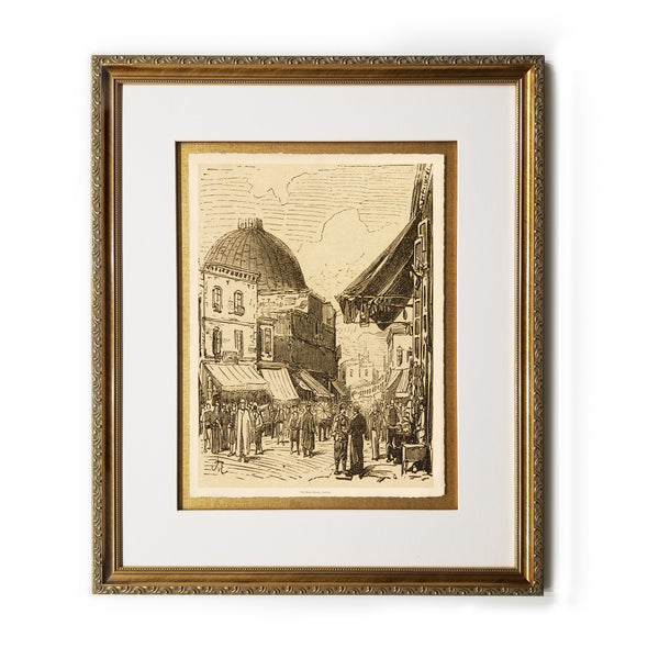 The Main Street, Galata Framed Prints Art Gifts Antique Europe Illustrations Vertical Wall Art Picture Frames