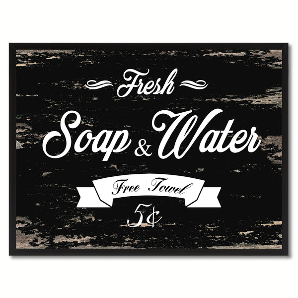 Fresh Soap & Water Vintage Sign Canvas Print Black Framed Home Decor Wall Art Gifts Picture Frames