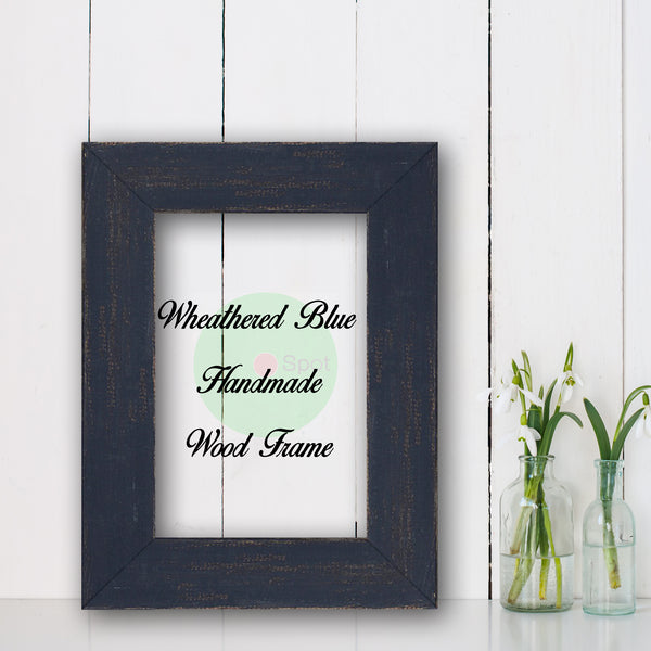 Weathered Blue Cottage Beach Decor Wood Frame Perfect for Picture Photo Poster Wedding Art Artwork Handmade