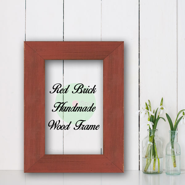 Red Brick Cottage Beach Decor Wood Frame Perfect for Picture Photo Poster Wedding Art Artwork Handmade
