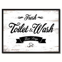 Fresh Toilet & Wash Vintage Sign Canvas Print White Framed Home Decor Wall Art Gifts Picture Frames