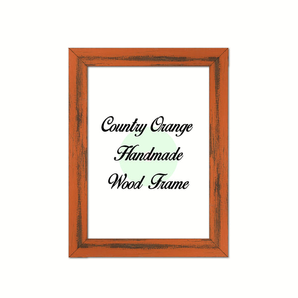 Country Orange Cottage Beach Decor Wood Frame Perfect for Picture Photo Poster Wedding Art Artwork Handmade