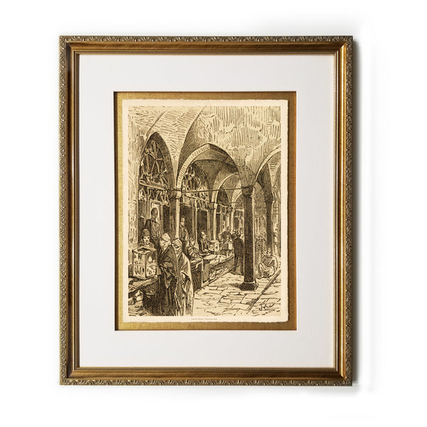 Jewelry Bazaar, Constantinople Framed Prints Art Gifts Antique Europe Illustrations Vertical Wall Art Picture Frames