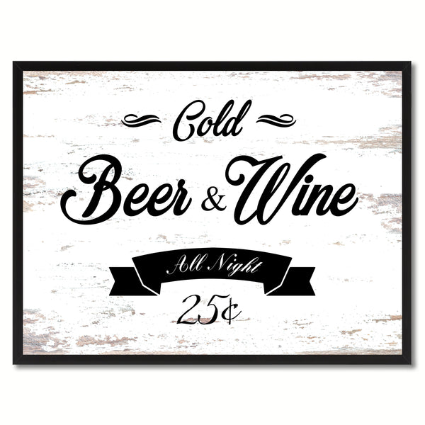 Fresh Beer & Wine Vintage Sign Canvas Print White Framed Home Decor Wall Art Gifts Picture Frames
