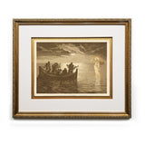 Jesus Walks on the Water Antique Bible Framed Prints Christ in Art Religious Illustrations Book Christian Wall Art Framed Home Decor Wall Art Gifts Picture Frames