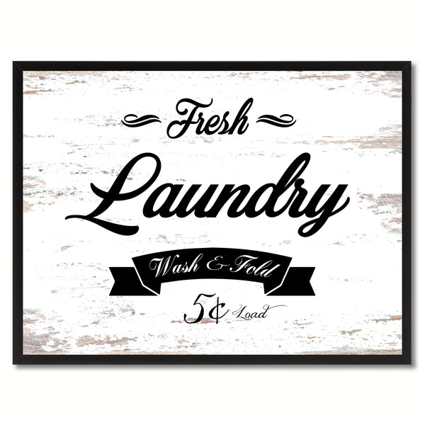 Fresh Laundry Vintage Sign Canvas Print White Framed Home Decor Wall Art Gifts Picture Frames