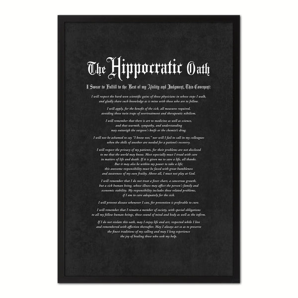 Hippocratic Medical Oath Hippocratic Oath Medical Gifts for Medical Doctor Student Office Decor Black Frame