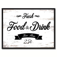 Fresh Food & Drink Vintage Sign Canvas Print White Framed Home Decor Wall Art Gifts Picture Frames