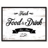 Fresh Food & Drink Vintage Sign Canvas Print White Framed Home Decor Wall Art Gifts Picture Frames
