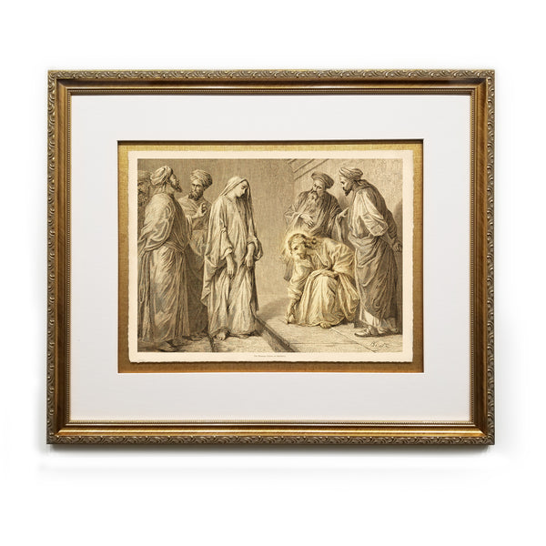 The Woman Taken in Adultery Antique Bible Framed Prints Christ in Art Religious Illustrations Book Christian Wall Art Framed Home Decor Wall Art Gifts Picture Frames