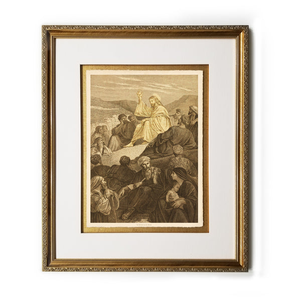 The Sermon on the Mount Vintage Bible Framed Prints Christ in Art Illustrations Wall Decor Print Biblical Framed Gifts Picture Frames