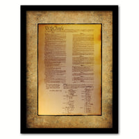 Constitution We The People Canvas Print Home Decor Wall Art, Brown, Black Framed