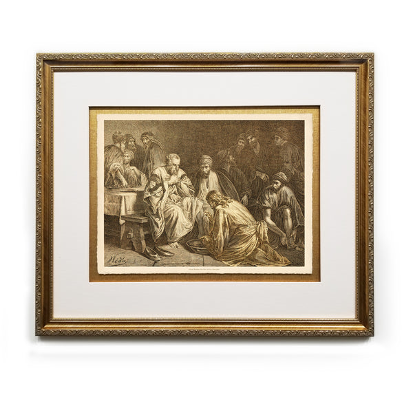 Jesus Washes the Feet of his Disciples Antique Bible Framed Prints Christ in Art Religious Illustrations Book Christian Wall Art Framed Home Decor Wall Art Gifts Picture Frames