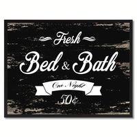 Fresh Bed & Bath Vintage Sign Canvas Print Black Framed Home Decor Wall Art Gifts Picture Frames